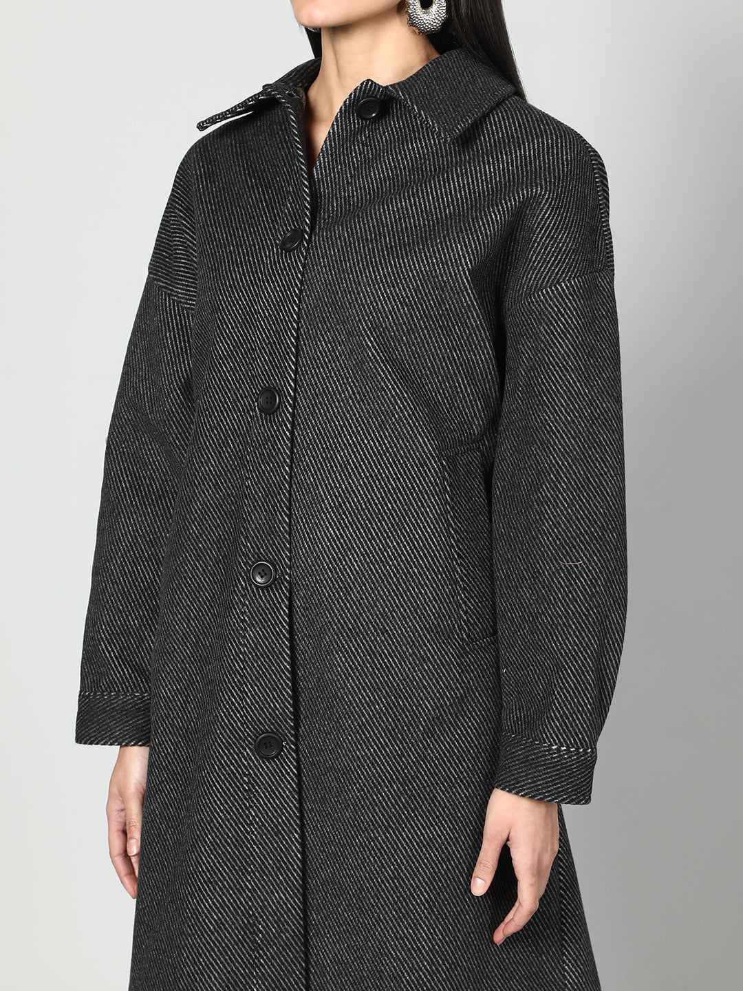 Gaiia Women Solid Colour Collared Neck Wool Coat