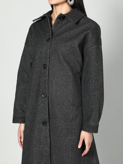 Gaiia Women Solid Colour Collared Neck Wool Coat