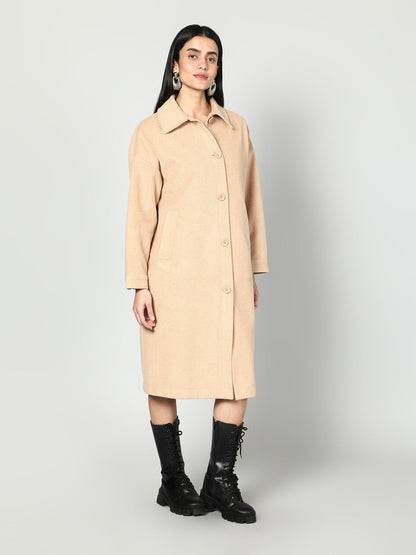 Gaiia Women Solid Colour Collared Neck Wool Coat