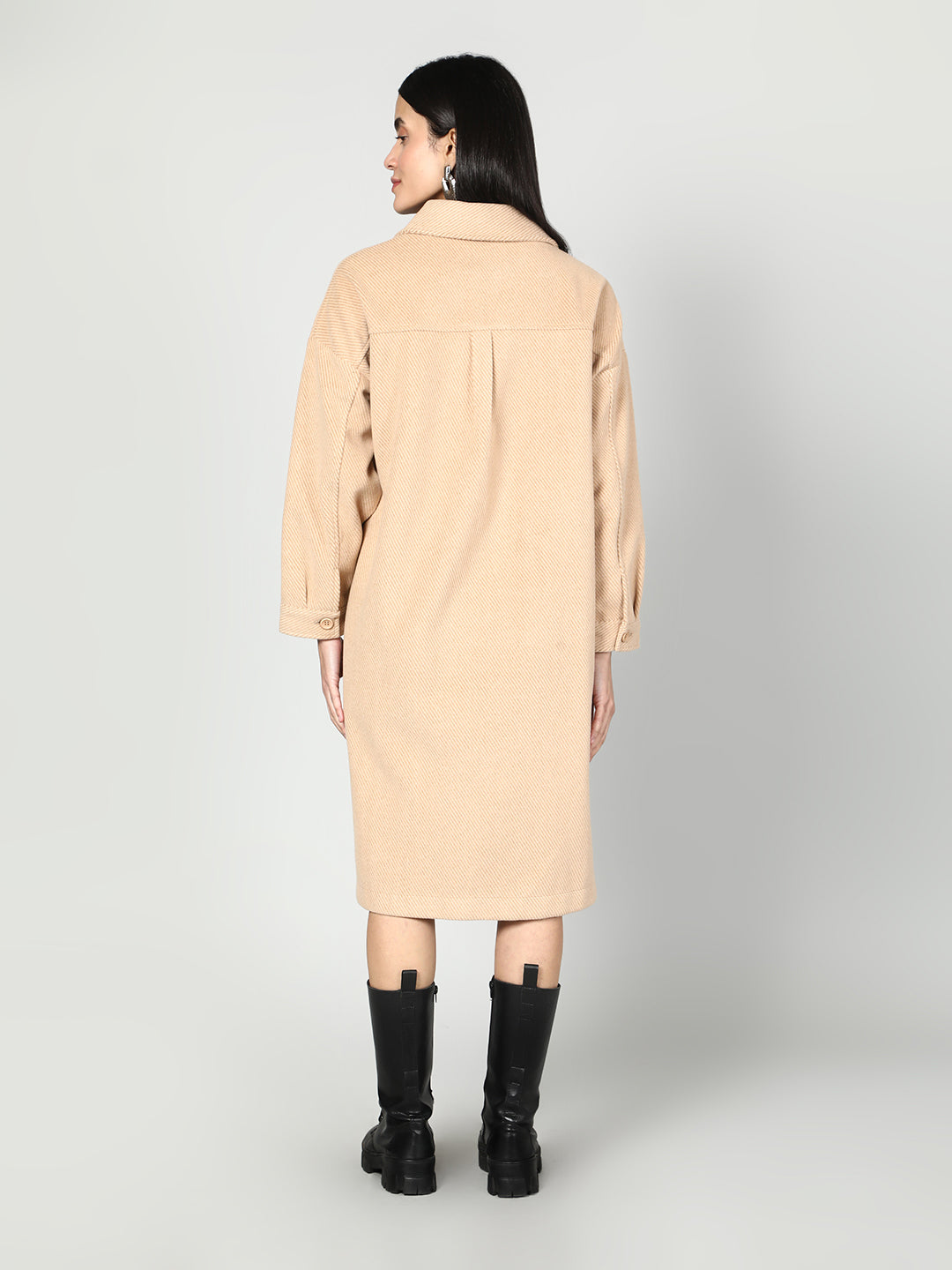 Gaiia Women Solid Colour Collared Neck Wool Coat