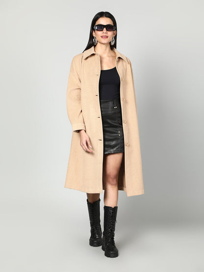 Gaiia Women Solid Colour Collared Neck Wool Coat