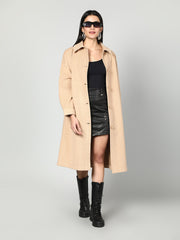 Gaiia Women Solid Colour Collared Neck Wool Coat