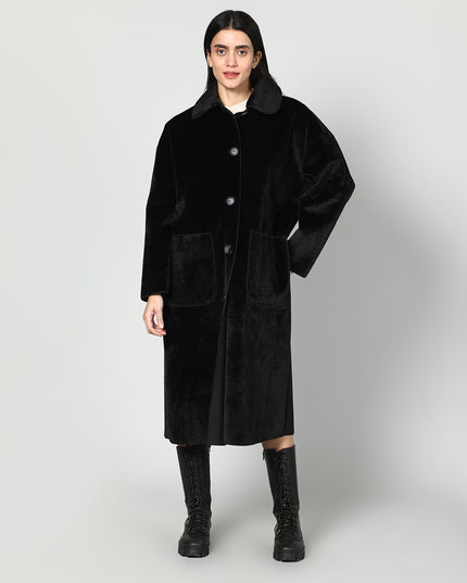 Solid Colour Plush Woolen Coat