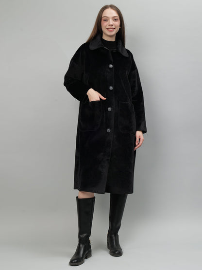 Gaiia Solid Colour Plush Woolen Coat