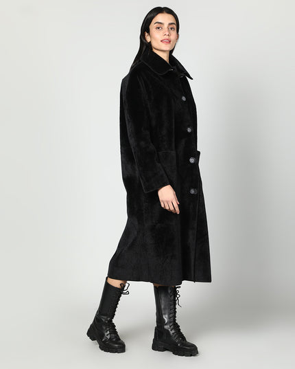 Solid Colour Plush Woolen Coat