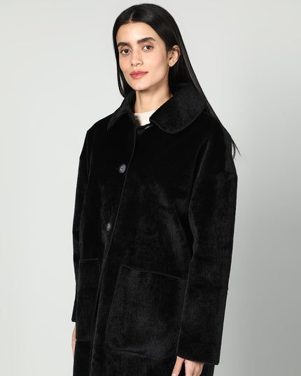 Solid Colour Plush Woolen Coat