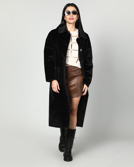 Solid Colour Plush Woolen Coat