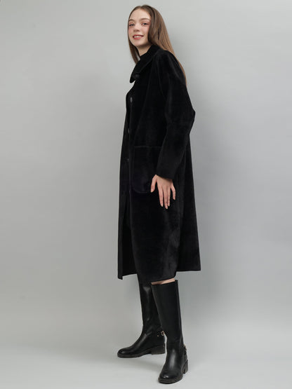 Gaiia Solid Colour Plush Woolen Coat