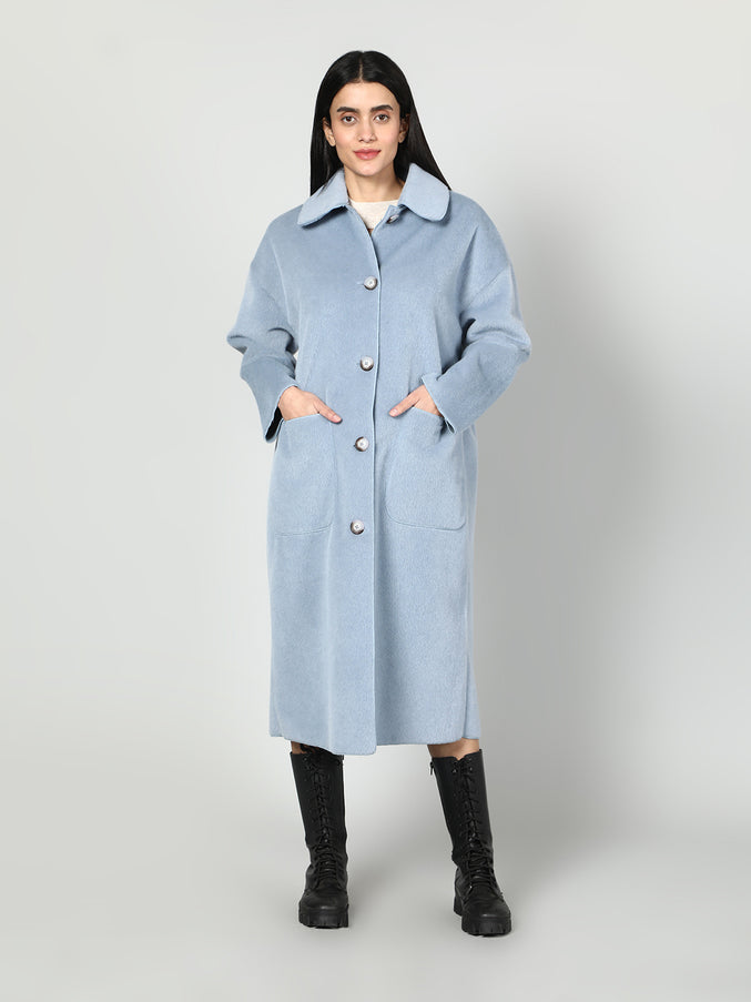 Solid Colour Plush Woolen Coat