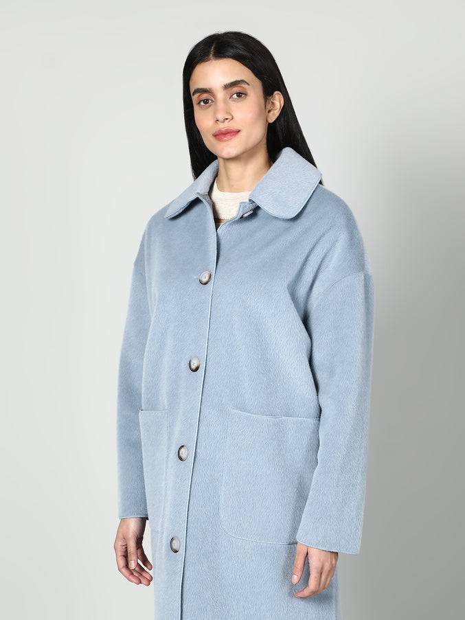 Solid Colour Plush Woolen Coat