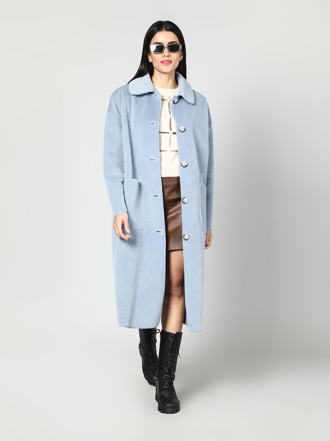 Solid Colour Plush Woolen Coat