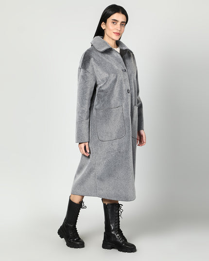 Solid Colour Plush Woolen Coat