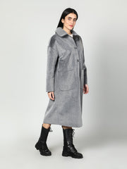 Gaiia Solid Colour Plush Woolen Coat
