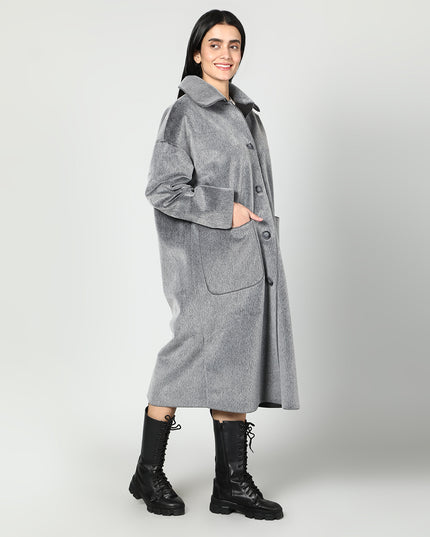 Solid Colour Plush Woolen Coat