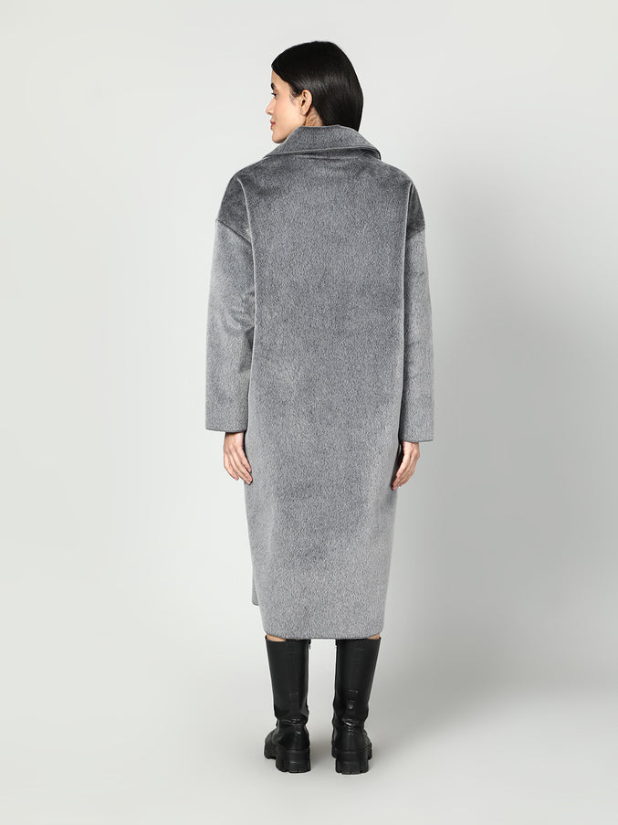 Solid Colour Plush Woolen Coat