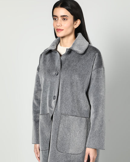 Solid Colour Plush Woolen Coat