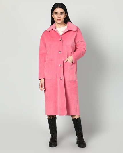 Solid Colour Plush Woolen Coat