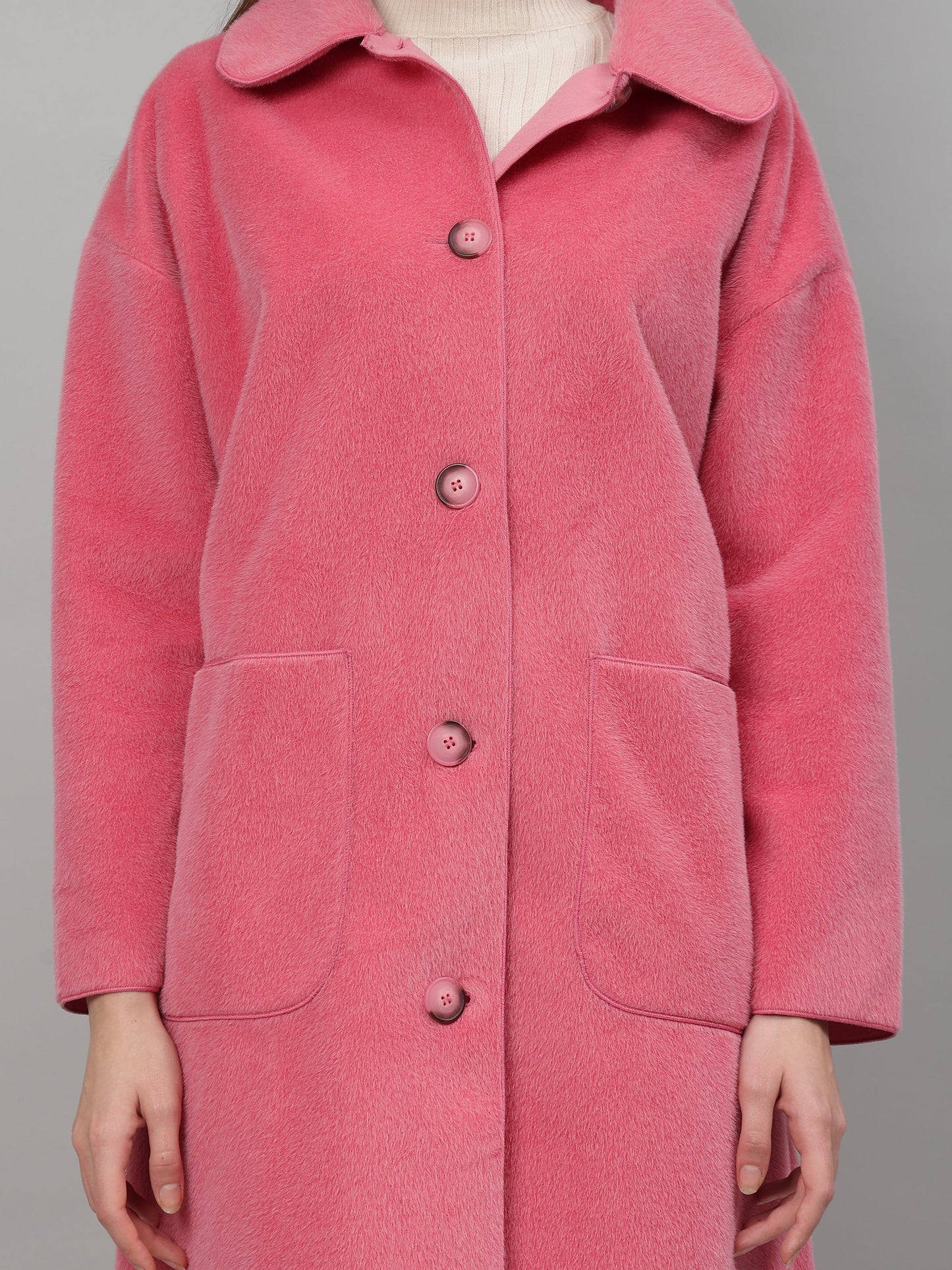 Gaiia Solid Colour Plush Woolen Coat