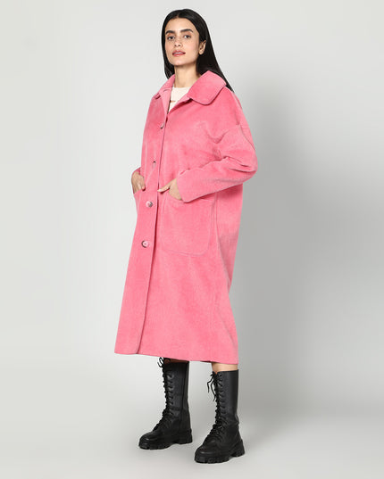 Solid Colour Plush Woolen Coat