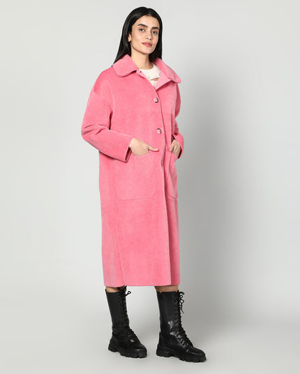 Solid Colour Plush Woolen Coat