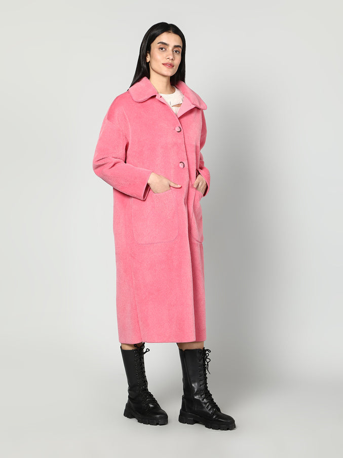 Solid Colour Plush Woolen Coat