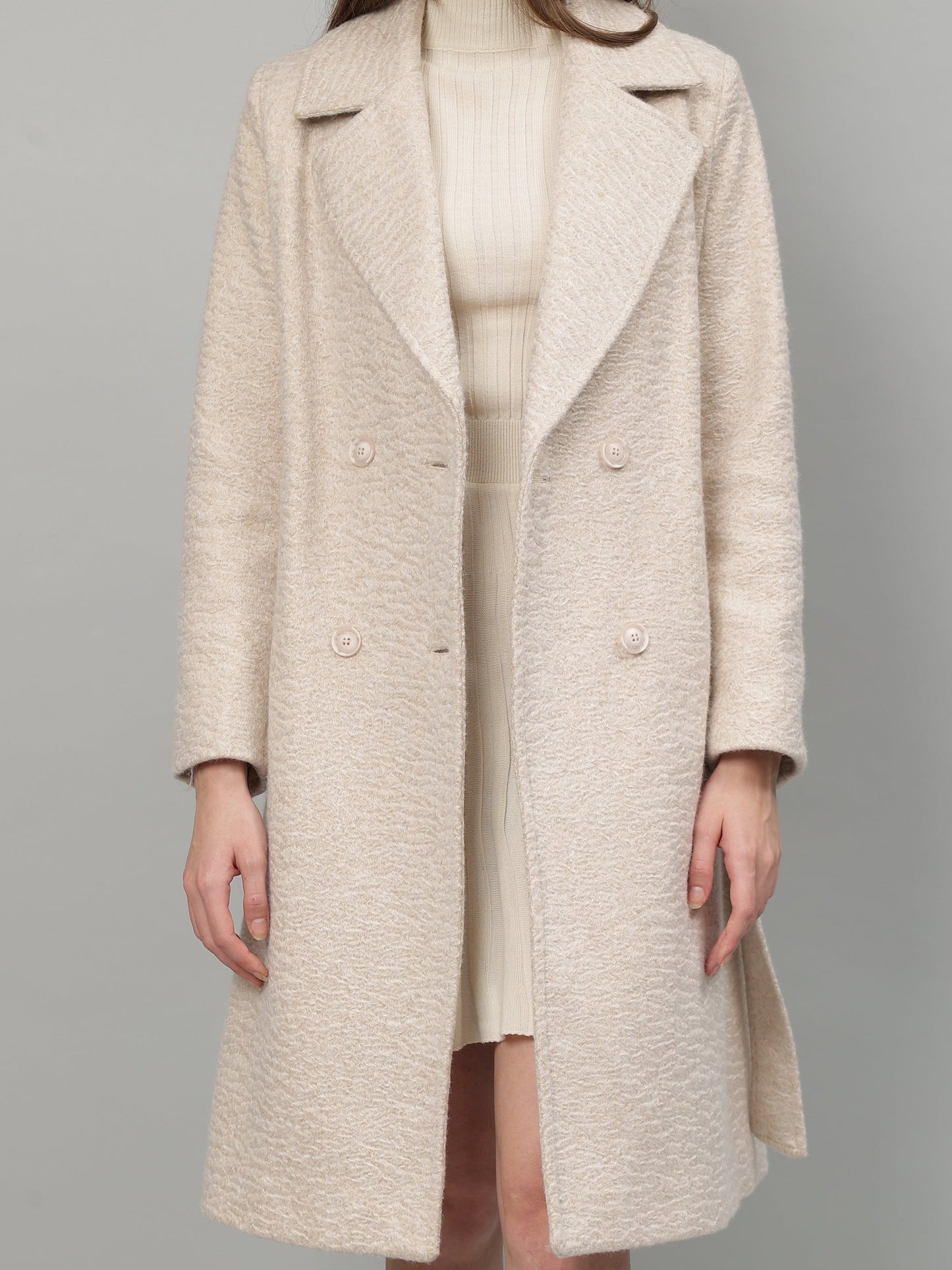 Gaiia Tie Belt Twill Winter Coat