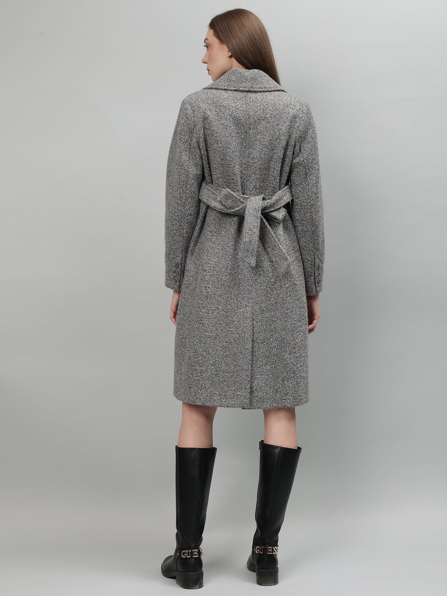 Gaiia Tie Belt Twill Winter Coat