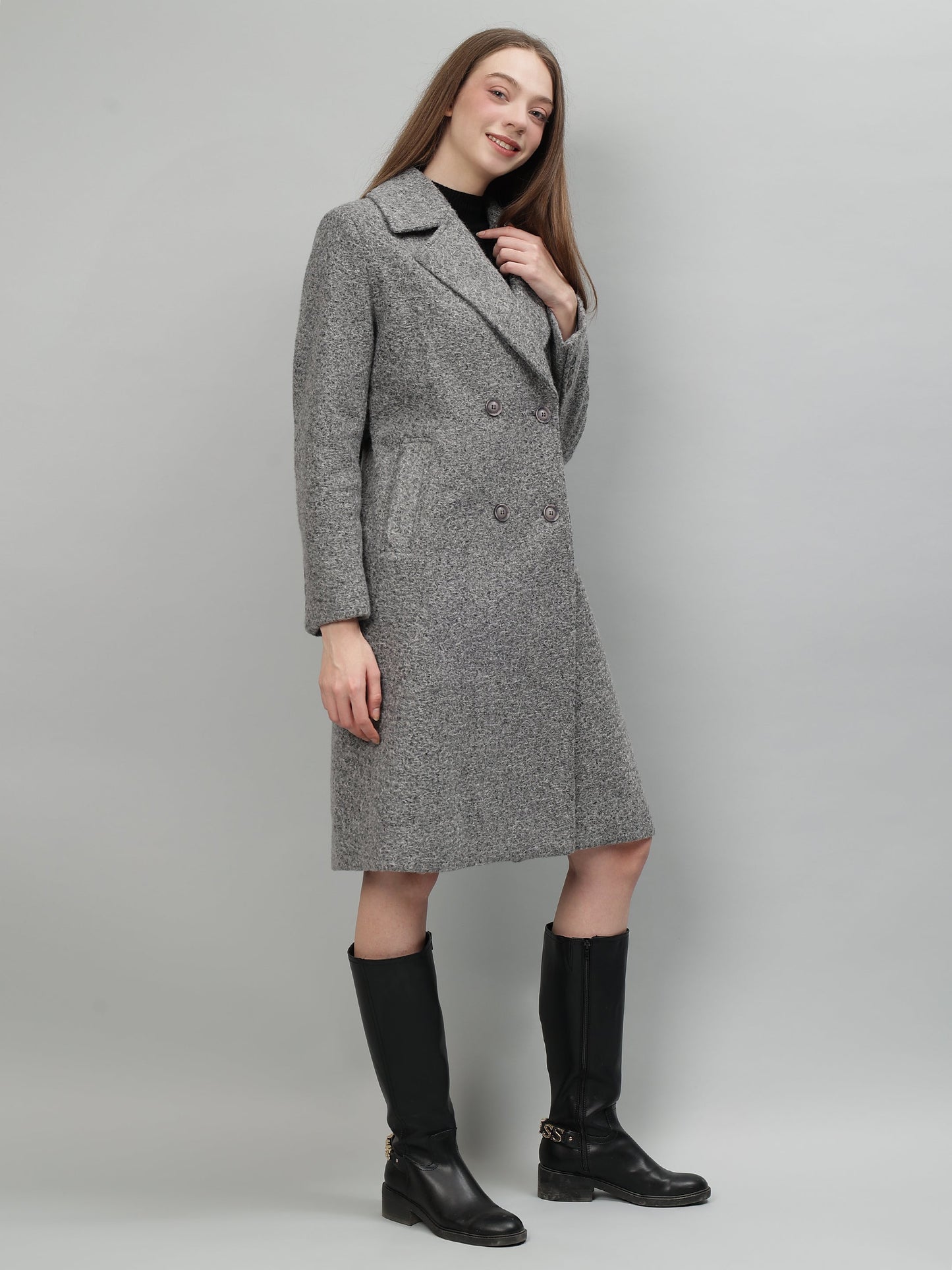 Gaiia Tie Belt Twill Winter Coat