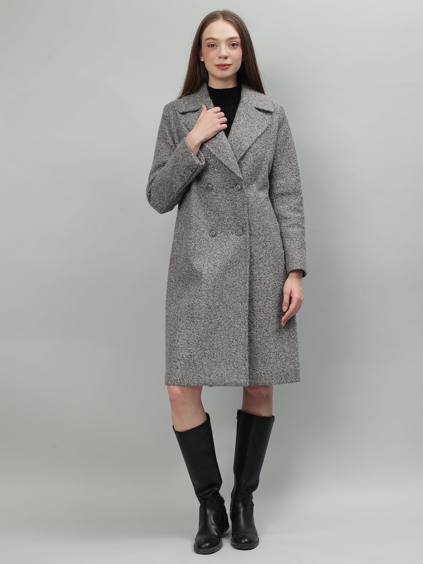 Gaiia Tie Belt Twill Winter Coat