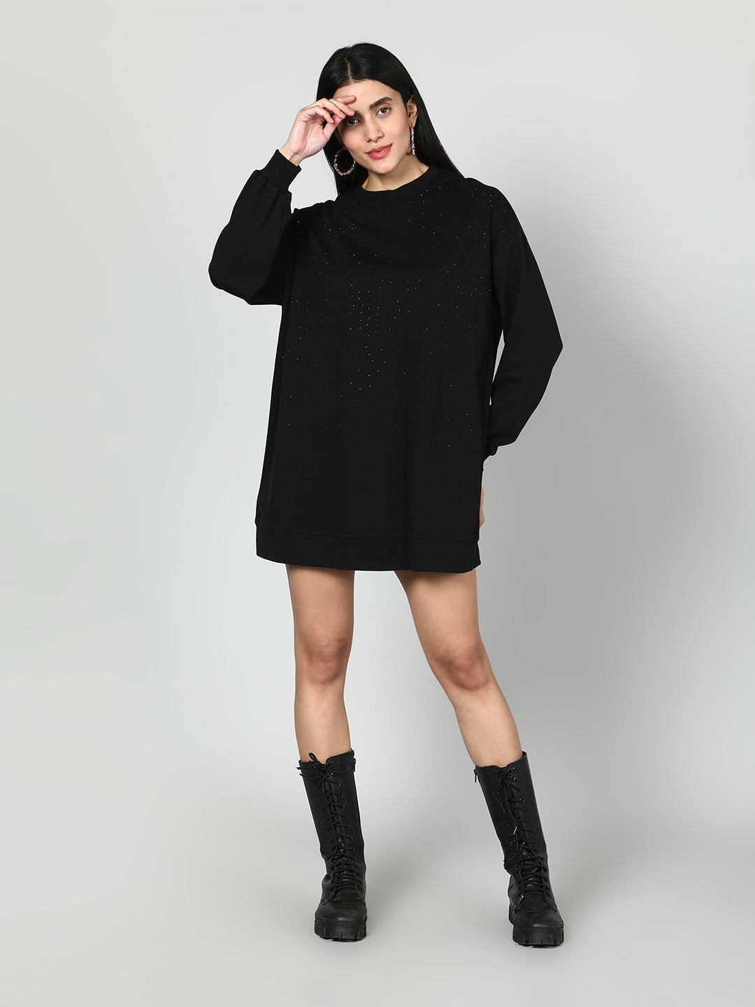 Gaiia Women Embellished Full Sleeves Sweatshirt