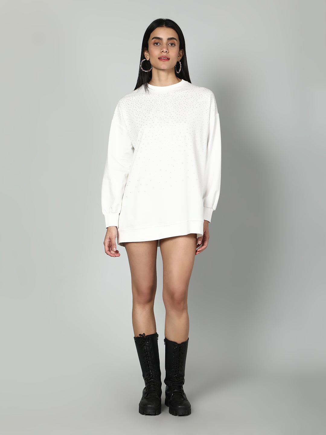 Gaiia Women Embellished Full Sleeves Sweatshirt