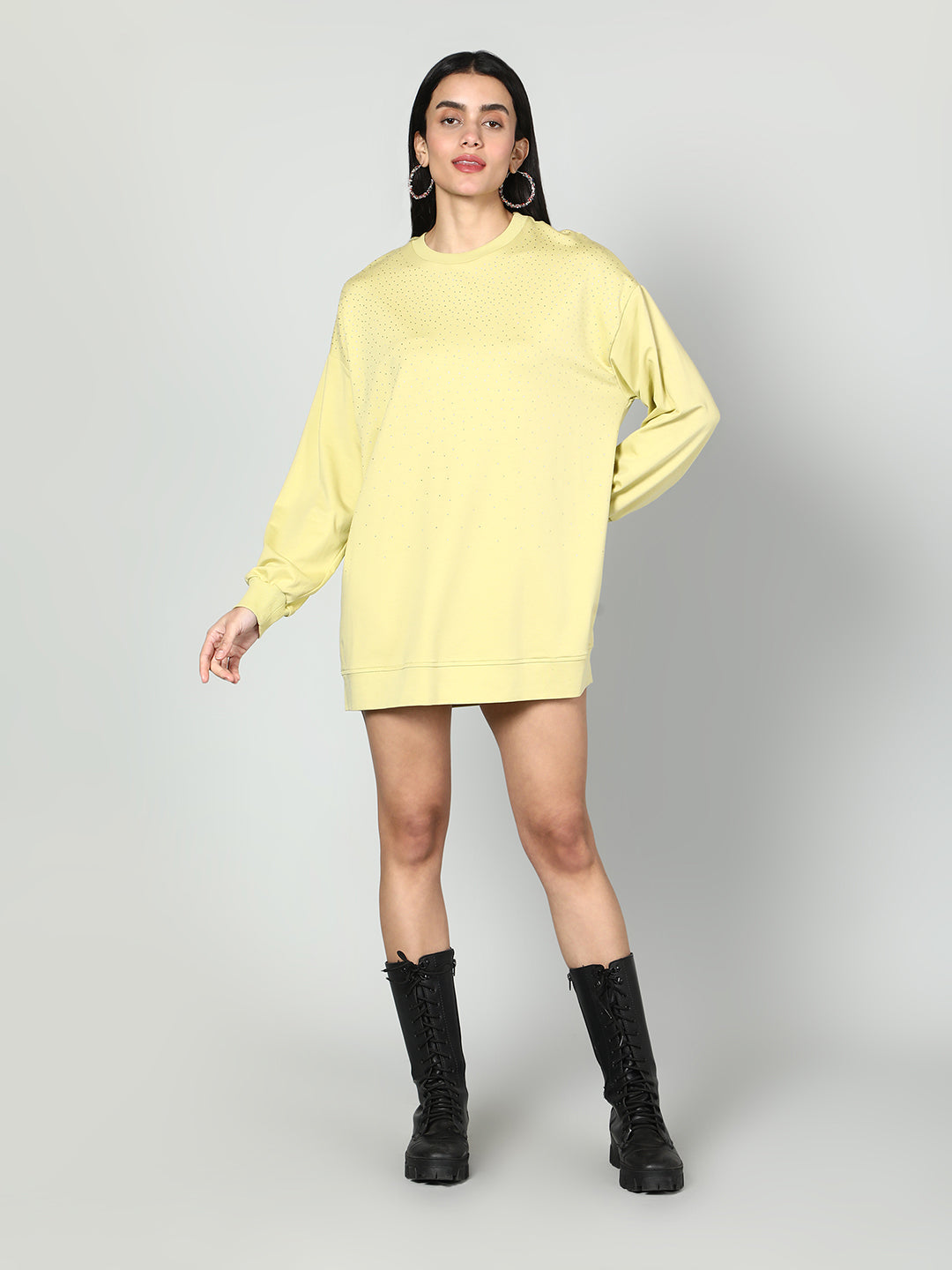 Gaiia Women Embellished Full Sleeves Sweatshirt