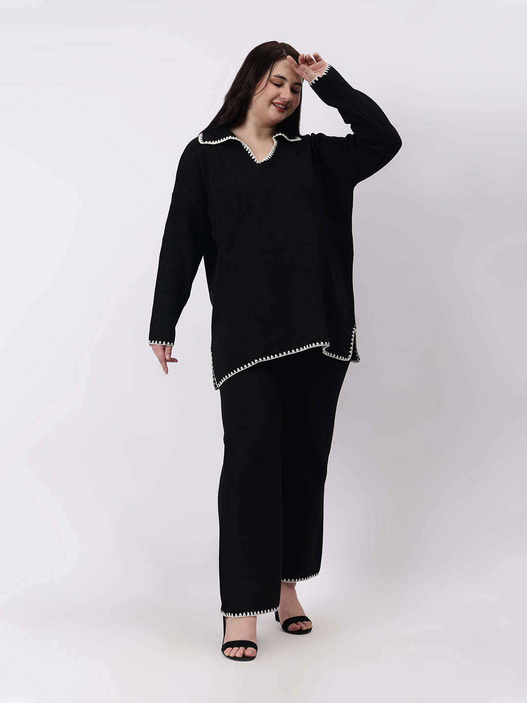 Gaiia Fall Winter Collared Neck Co-Ord Set