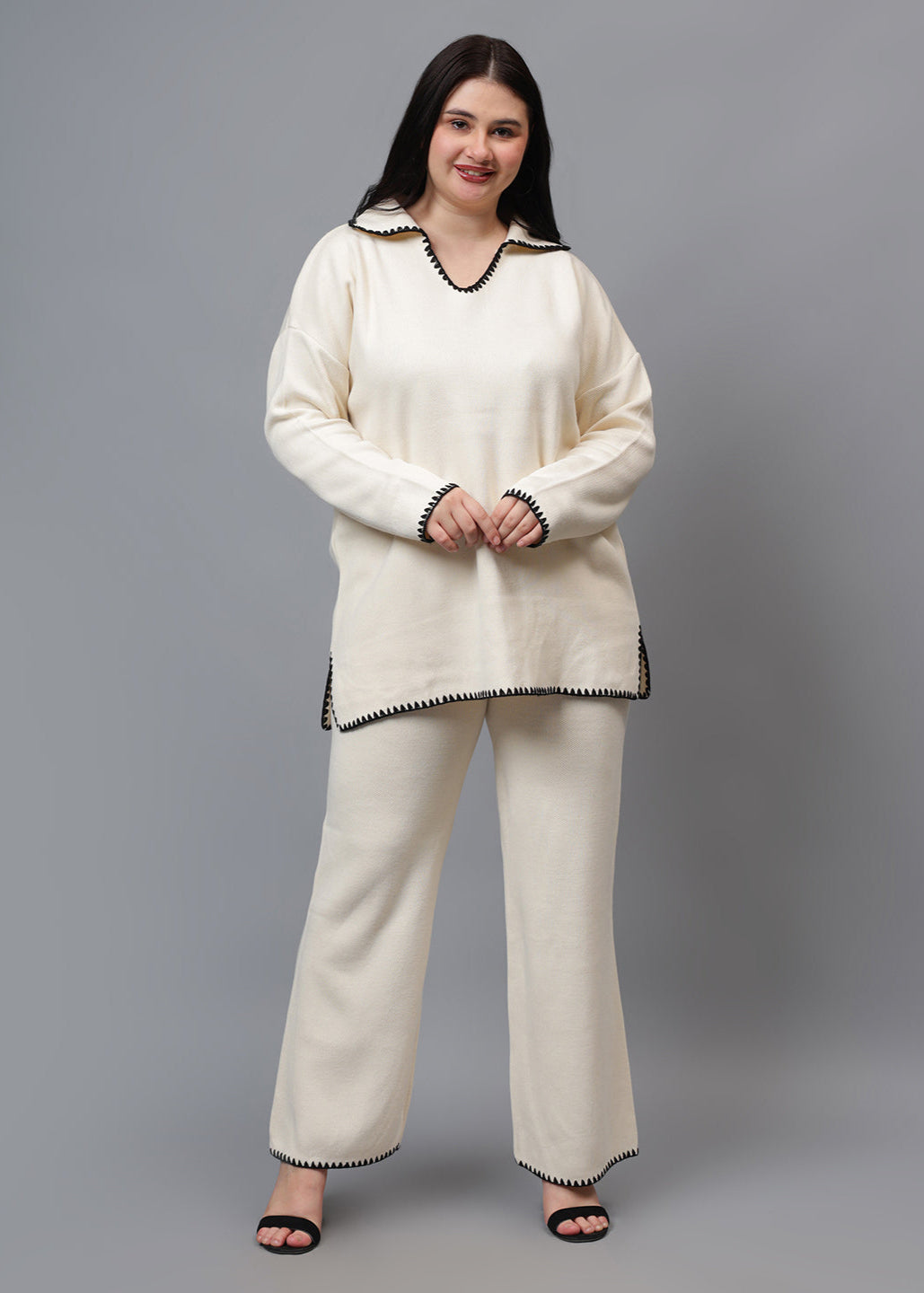 Gaiia Fall Winter Collared Neck Co-Ord Set