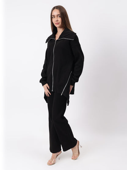Gaiia Full Sleeves Solid Zipper Co-Ord Set