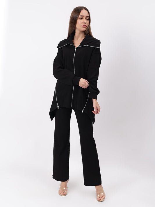 Gaiia Full Sleeves Solid Zipper Co-Ord Set
