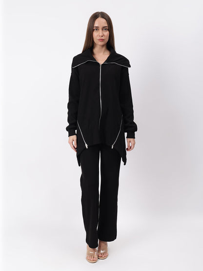 Gaiia Full Sleeves Solid Zipper Co-Ord Set
