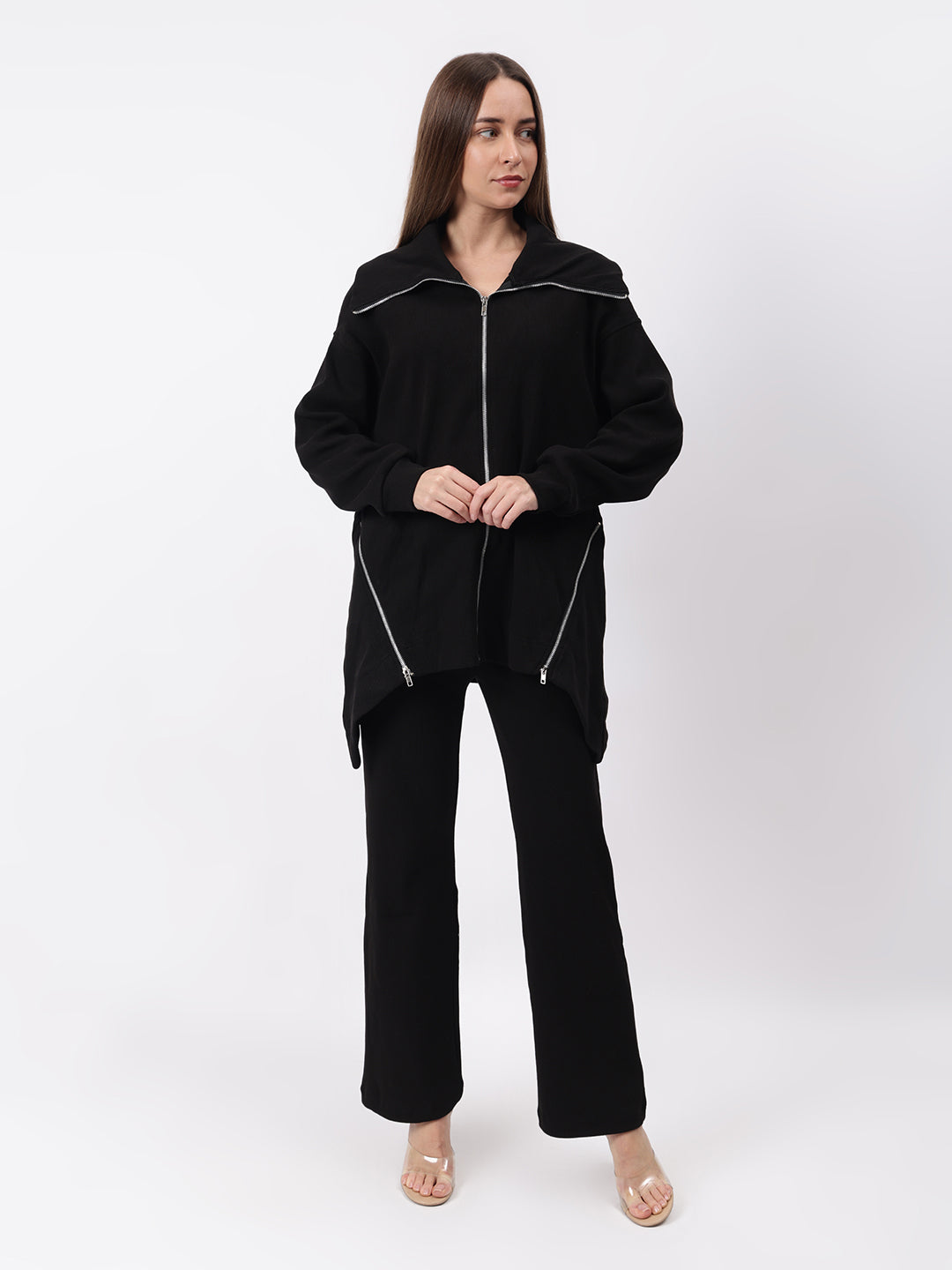 Gaiia Full Sleeves Solid Zipper Co-Ord Set