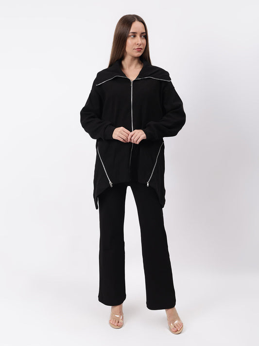 Gaiia Full Sleeves Solid Zipper Co-Ord Set