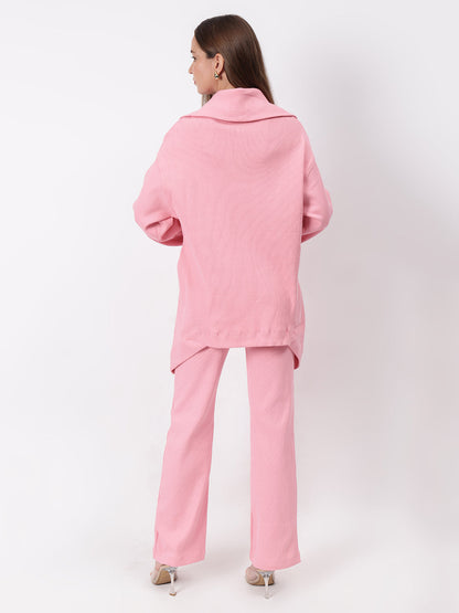 Gaiia Full Sleeves Solid Zipper Co-Ord Set