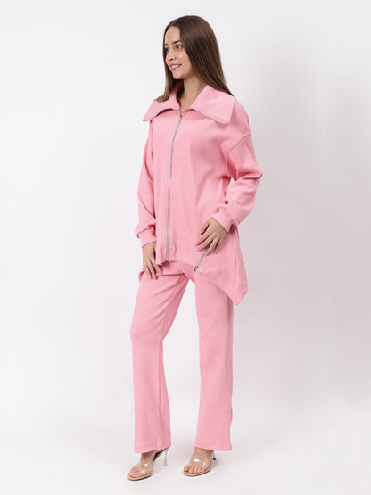 Gaiia Full Sleeves Solid Zipper Co-Ord Set