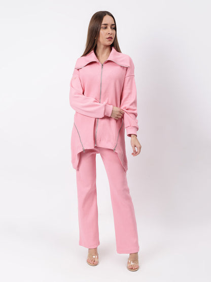 Gaiia Full Sleeves Solid Zipper Co-Ord Set
