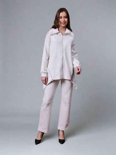 Gaiia Full Sleeves Solid Zipper Co-Ord Set