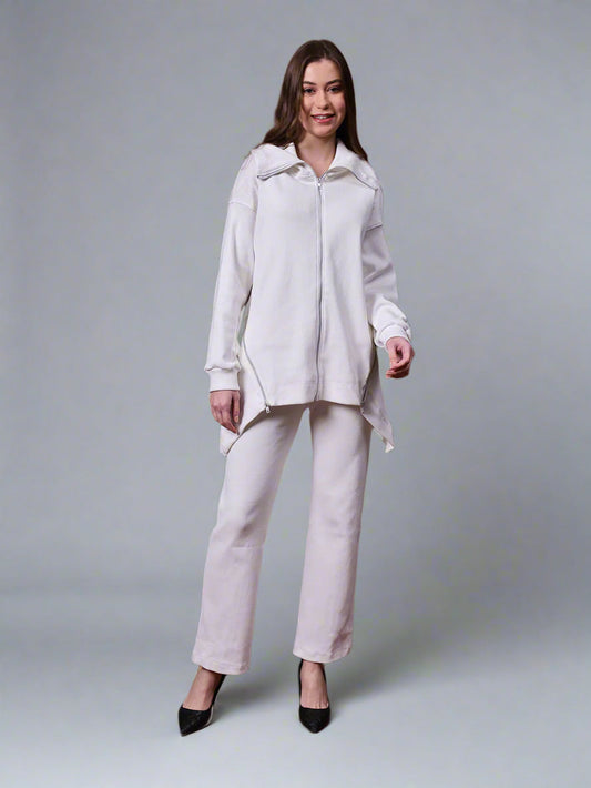 Gaiia Full Sleeves Solid Zipper Co-Ord Set