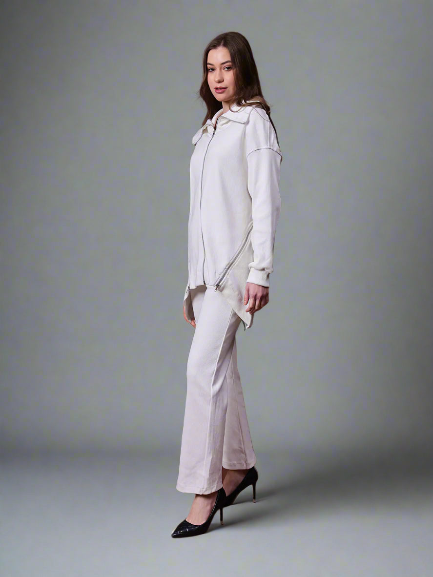 Gaiia Full Sleeves Solid Zipper Co-Ord Set