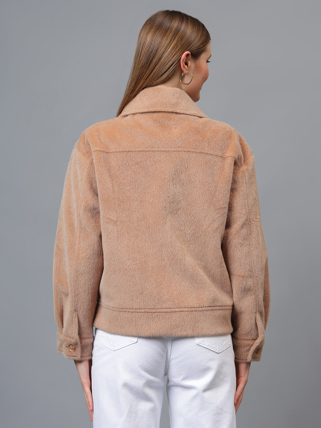 Gaiia Spread Collar Solid Zipper Tailored Jacket