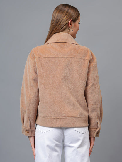 Gaiia Spread Collar Solid Zipper Tailored Jacket