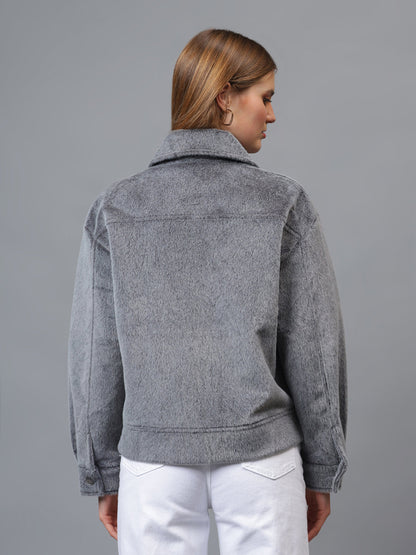 Gaiia Spread Collar Solid Zipper Tailored Jacket