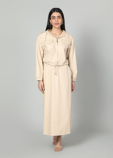 Gaiia Faux Leather Skirt Co-Ord Set - Brown