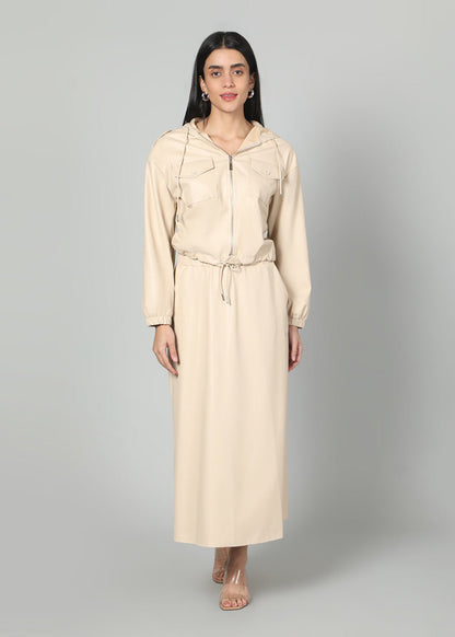 Gaiia Faux Leather Skirt Co-Ord Set - Brown